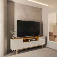Rack para TV até 75 Polegadas Liam 3 PT Off White 180 cm
