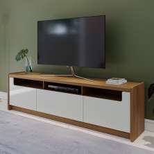 Rack para TV até 75 Polegadas Oslo 3 PT Freijó e Off White 185 cm