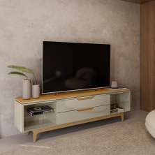 Rack para TV até até 75 Polegadas Los Angeles 2 GV Tauari e Off White 218 cm