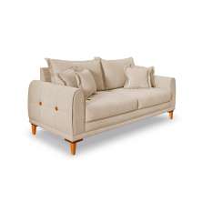 Sofá 2 Lugares Lisboa Bouclé Bege 160 cm