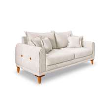 Sofá 2 Lugares Lisboa Bouclé Off White 160 cm