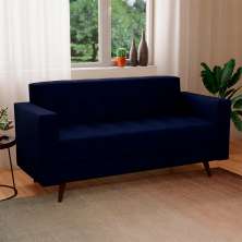Sofá 2 Lugares Vitrola Suede Azul