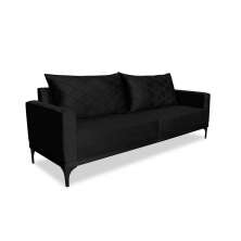 Sofá 3 Lugares Eros Veludo Preto 220 cm