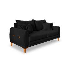 Sofá 3 Lugares Lisboa Bouclé Preto 200 cm