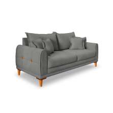 Sofá 3 Lugares Lisboa Veludo Cinza Chumbo 220 cm