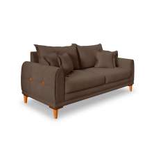 Sofá 3 Lugares Lisboa Veludo Marrom 180 cm