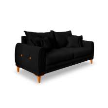 Sofá 3 Lugares Lisboa Veludo Preto 220 cm