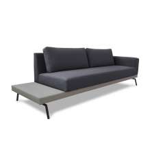 Sofá 3 Lugares Matteo com Mesa de Apoio Esquerda Linho Cinza 210 cm