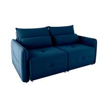 Sofá 3 Lugares Retrátil e Reclinável Celine Veludo Azul 205 cm