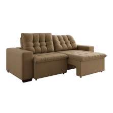 Sofá 3 Lugares Retrátil e Reclinável Giorno Suede Marrom