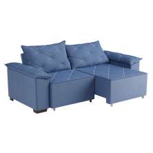Sofá 3 Lugares Retrátil e Reclinável Napoles Suede Azul