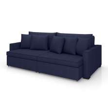 Sofá 3 Lugares Retrátil e Reclinável Rivera Linho Bouclé Azul 205 cm