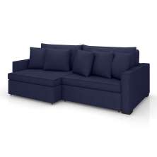Sofá 3 Lugares Retrátil e Reclinável Rivera Linho Bouclé Azul 245 cm