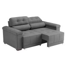 Sofá 3 Lugares Retrátil e Reclinável Smart Suede Cinza
