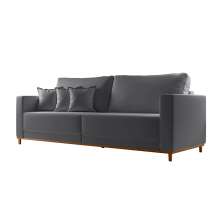 Sofá 3 Lugares Riviera Veludo Cinza 190 cm