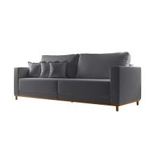 Sofá 3 Lugares Riviera Veludo Cinza 210 cm