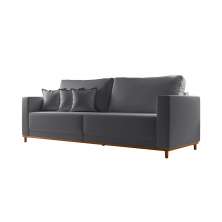 Sofá 3 Lugares Riviera Veludo Cinza 230 cm