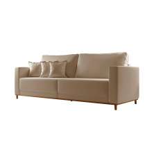 Sofá 3 Lugares Riviera Veludo Marrom 210 cm