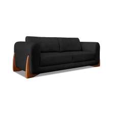 Sofá 3 Lugares Yves Bouclé Preto 180 cm