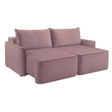 Sofá 4 Lugares Retrátil Moon com USB Linho Rosa 260 cm