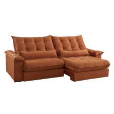 Sofá 4 Lugares Retrátil e Reclinável Aruba Veludo Terracota 250 cm