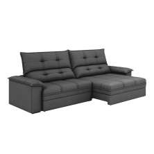 Sofá 4 Lugares Retrátil e Reclinável Everest Veludo Slim Titânio 260 cm