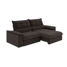 Sofá 4 Lugares Retrátil e Reclinável Venetto Veludo Slim Marrom 250 cm