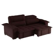 Sofá 4 Lugares Retrátil e Reclinável Zurique Suede Café
