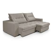 Sofá 4 lugares Retrátil e Reclinavél Cancun Veludo Capuccino 250 cm