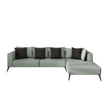 Sofá 5 Lugares Doha com Chaise Direito Poliéster Cinza