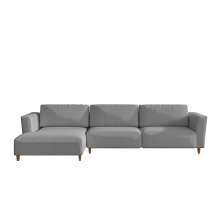 Sofá 5 Lugares Munique com Chaise Esquerdo Poliéster Cinza