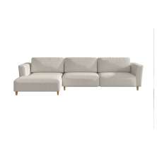 Sofá 5 Lugares Munique com Chaise Esquerdo Poliéster Creme