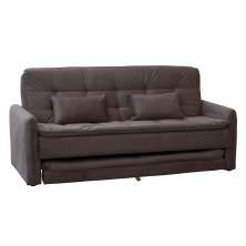 Sofá-Cama 3 Lugares Casal Madalena Veludo Marrom