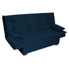 Sofá-Cama 3 Lugares Esmeralda Veludo Azul