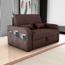 Sofá-Cama Casal 2 Lugares Lady Dai com Baú Suede Marrom