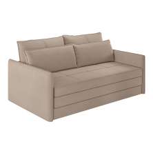 Sofá-Cama Casal 2 Lugares Sophia Suede Capuccino