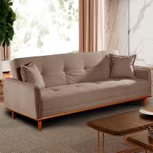 Sofá-Cama Casal 3 Lugares Dacar Linho Marrom 207 cm