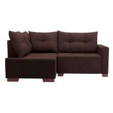 Sofá de Canto 4 Lugares Leme Suede Marrom