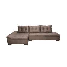 Sofá de Canto 5 Lugares com Chaise Esquerdo Guarapari Suede Café