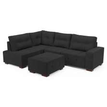 Sofá de Canto 8 Lugares Ipanema Suede Cinza Escuro