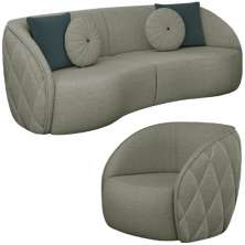 Jogo Sofa 240 cm 3 Lug E Poltrona 1 Lug Passion TCE 1026 Linho Moll