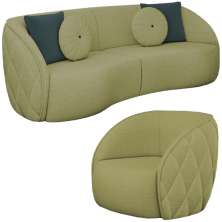 Jogo Sofa 318 cm 4 Lug E Poltrona 1 Lug Passion TCE 1027 Linho Moll