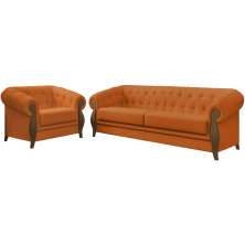 Kit Sofa e Poltrona Decorativa Murano Veludo SL 953 Moll