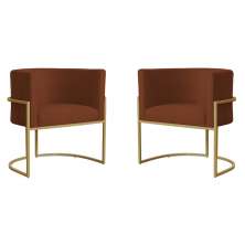 Kit 2 Poltronas Decorativa Sala de Estar Luana Base Gold Suede Terracota - Montanaris Decor