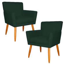 Kit 2 Poltronas Decorativa para Sala de Estar Cecília Suede Verde - Montanaris Decor