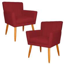 Kit 2 Poltronas Decorativa para Sala de Estar Cecília Suede Vermelho - Montanaris Decor