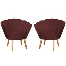 Kit 2 Poltronas Decorativa para Sala de Estar Charm Suede Bordô - Montanaris Decor