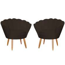 Kit 2 Poltronas Decorativa para Sala de Estar Charm Suede Marrom - Montanaris Decor