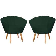 Kit 2 Poltronas Decorativa para Sala de Estar Charm Suede Verde - Montanaris Decor