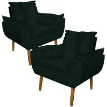 Kit 2 Poltronas Decorativa para Sala de Estar Opala Suede Verde - Montanaris Decor